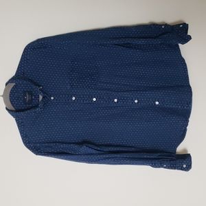 American eagle men's button down denim western print shirt size L